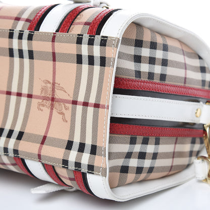 Burberry Haymarket Check Medium Alchester Bowling Bag White Military Red 9 of 15