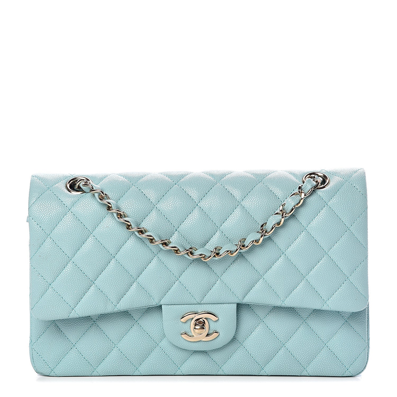 Chanel Caviar Quilted Medium Double Flap Light Blue 1 of 14
