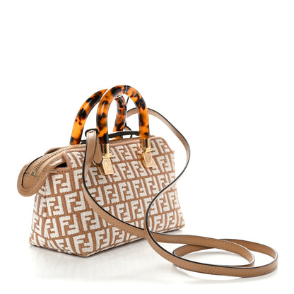 Fendi Raffia Chenille Vitello King Plexiglass Micro FF Mini By The Way Top Handle Boston Bag Naturale White 3 of 11