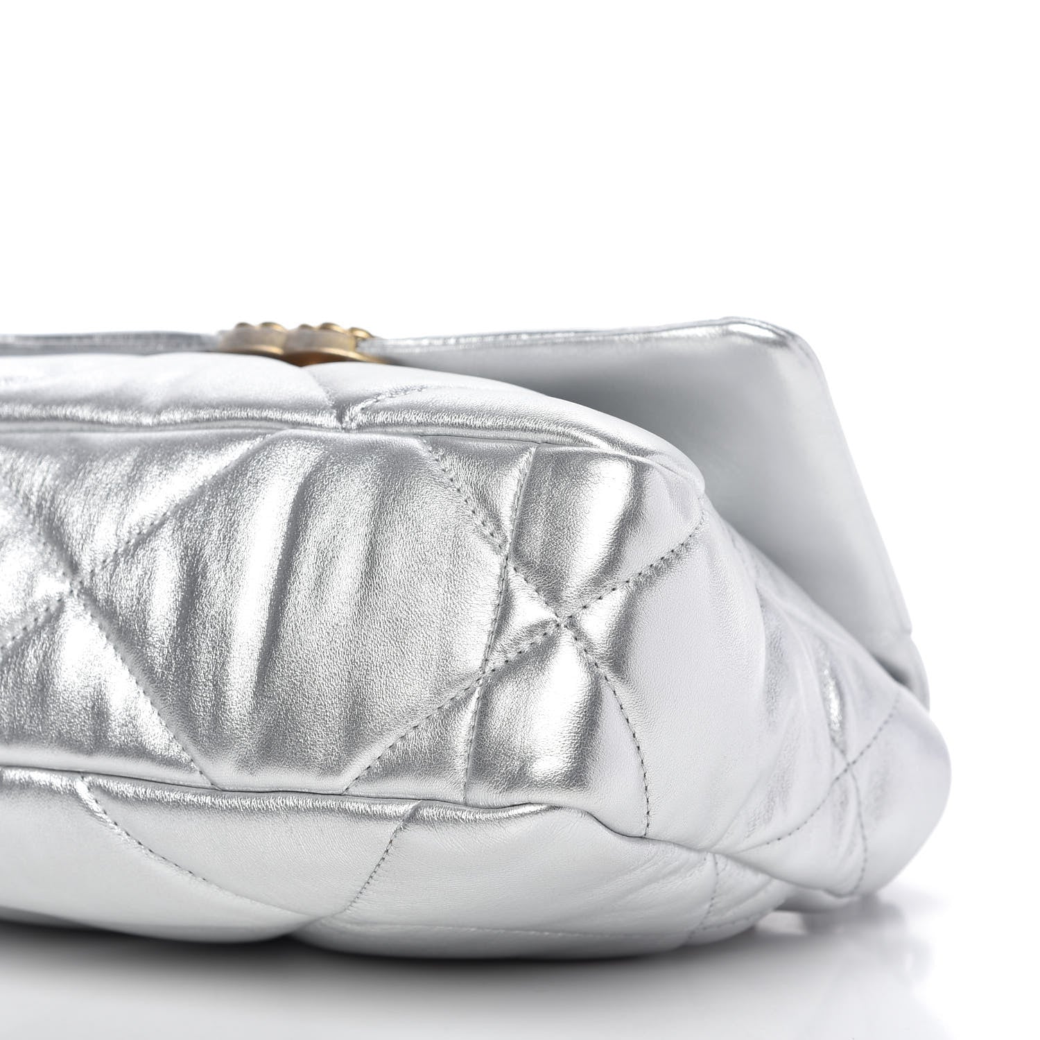 Chanel Metallic Lambskin Quilted Medium Chanel 19 Flap Silver 7 of 10