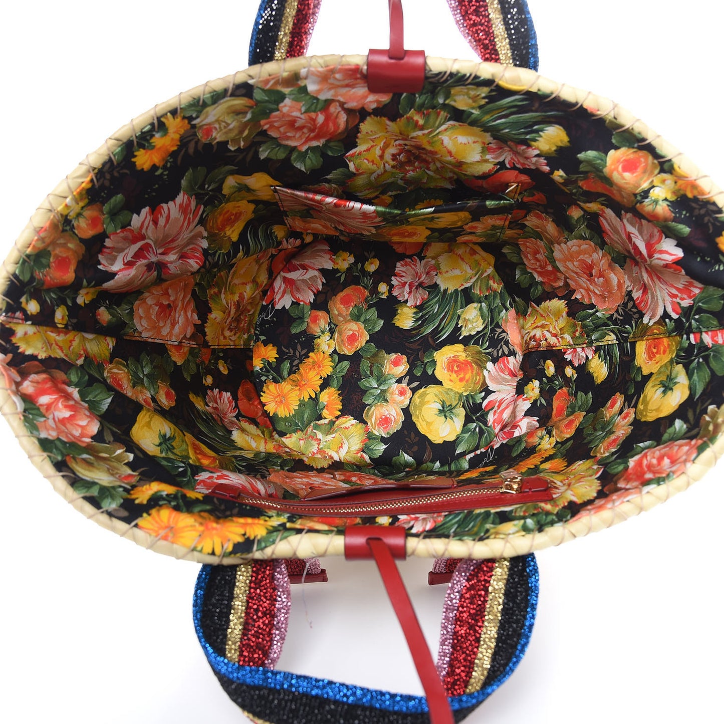 Woven Raffia Kendra Logo Tote Multicolor