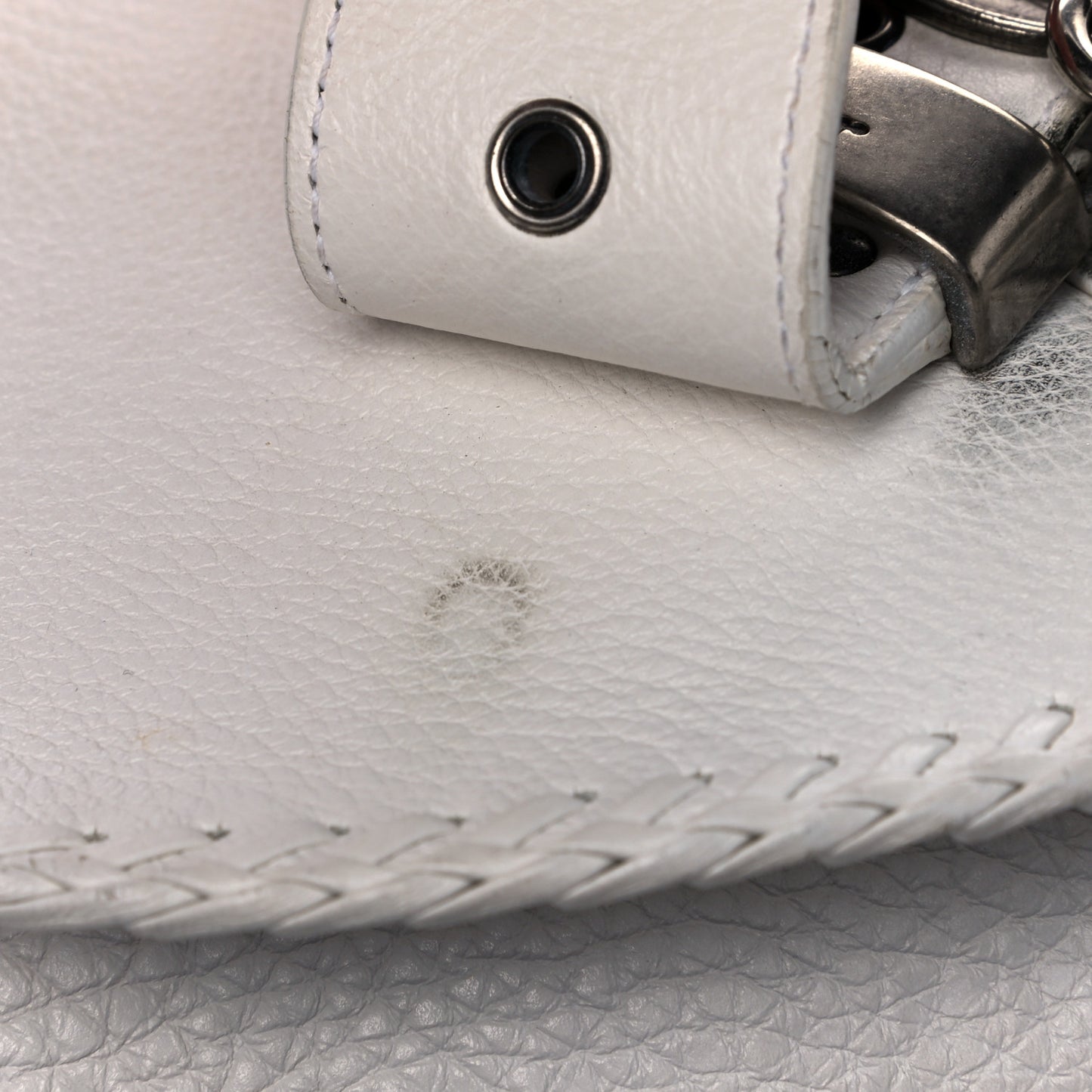 Calfskin Braided Gaucho Double Saddle Bag White