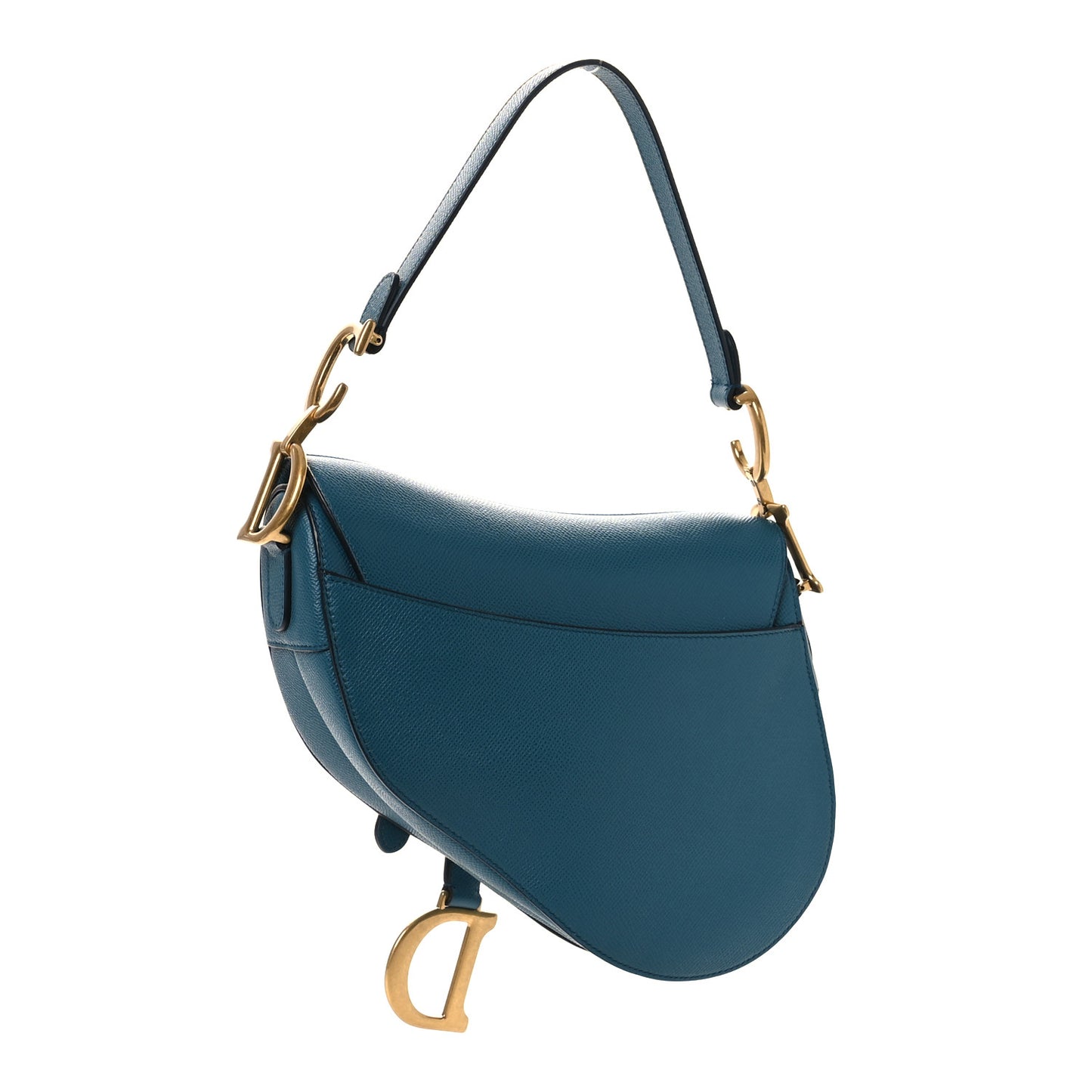 Grained Calfskin Saddle Bag Steel Blue