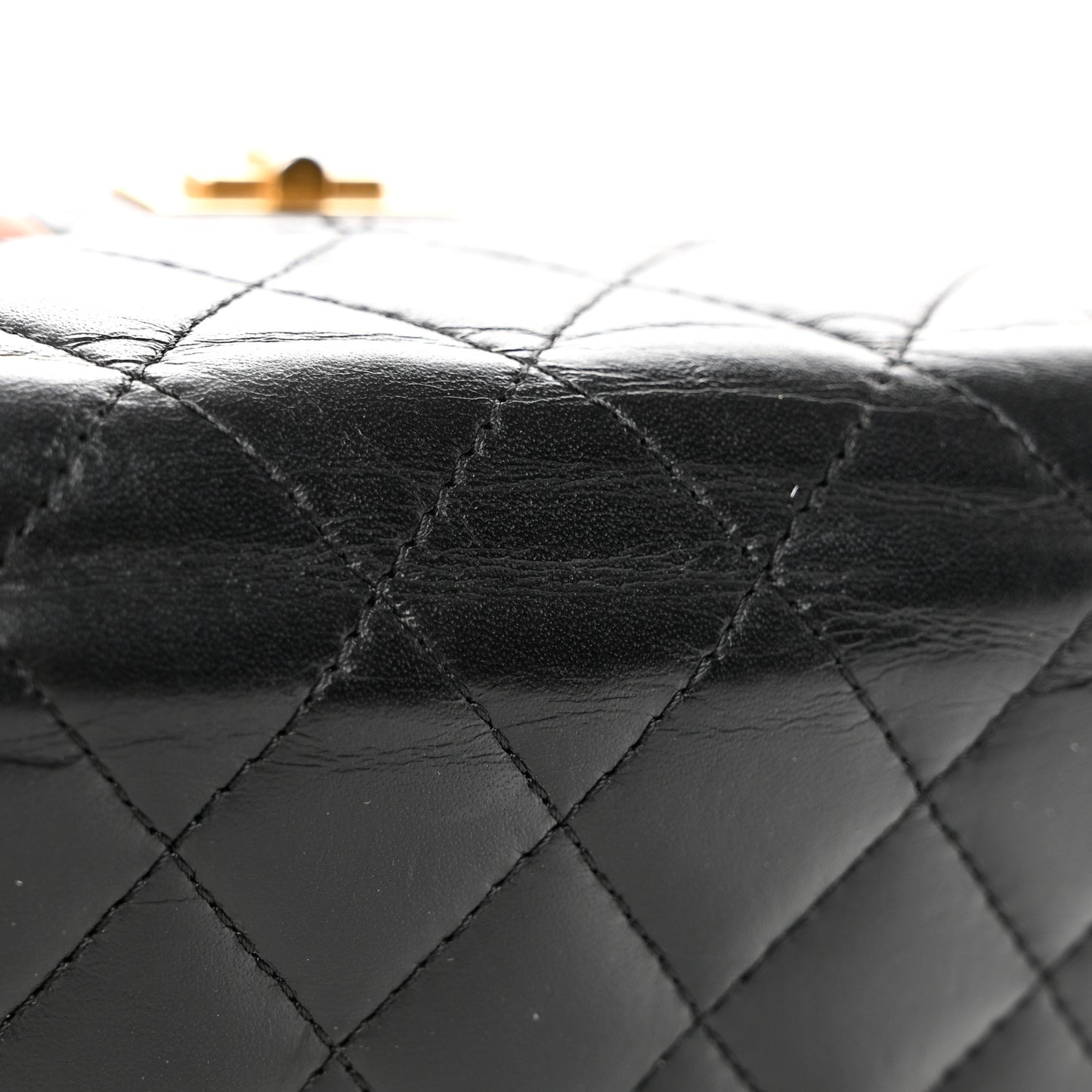 Aged Calfskin Quilted Reissue Flap Card Holder Black