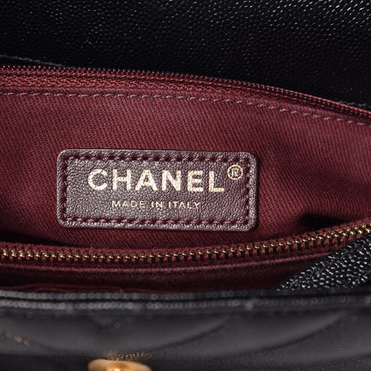 Chanel Caviar Chevron Quilted Medium Coco Handle Flap Black 8 of 12