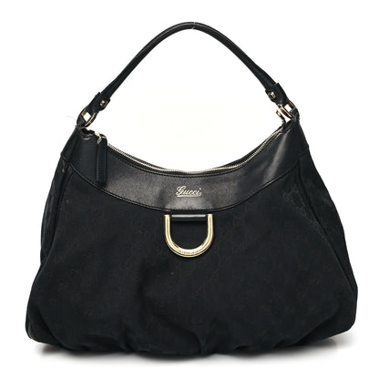Gucci Monogram Large D Gold Ring Hobo Black 1 of 14