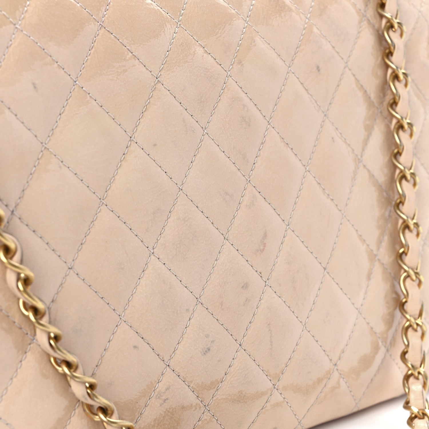 Chanel Patent Goatskin Quilted 3 Pocket Accordion Flap Beige 13 of 13
