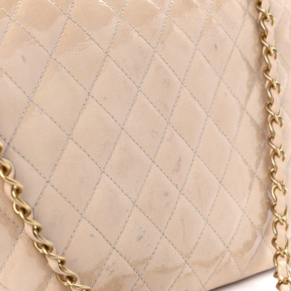 Chanel Patent Goatskin Quilted 3 Pocket Accordion Flap Beige 13 of 13