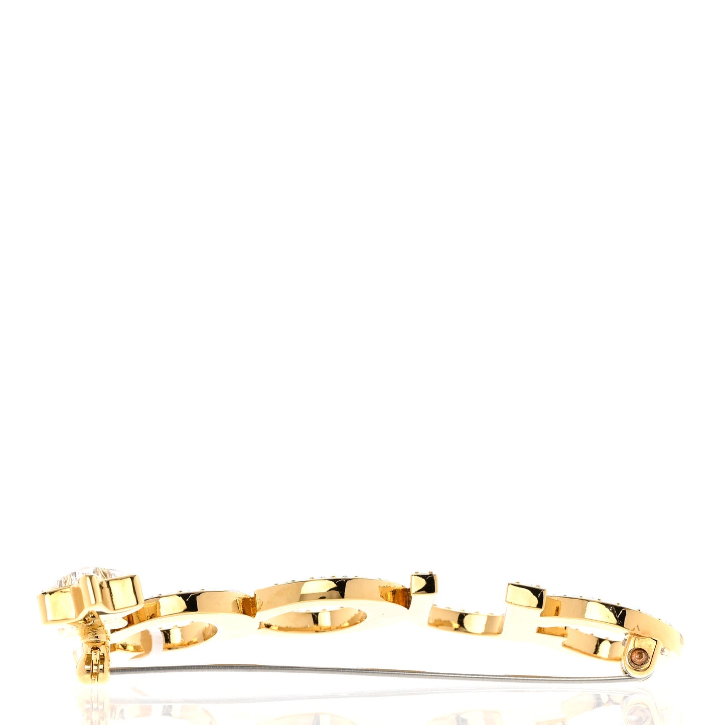 Metal Crystal Gucci Brooch Gold