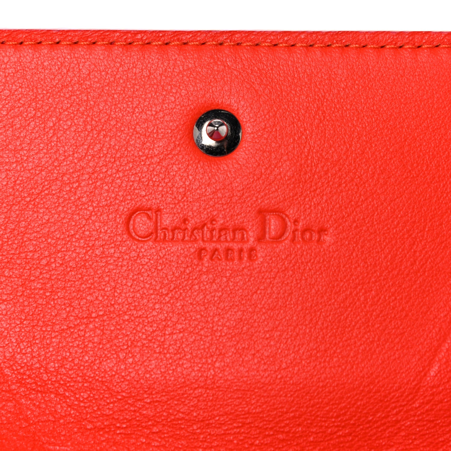 Christian Dior Calfskin Bi-Color Envelope Wallet Pink Orange 6 of 13