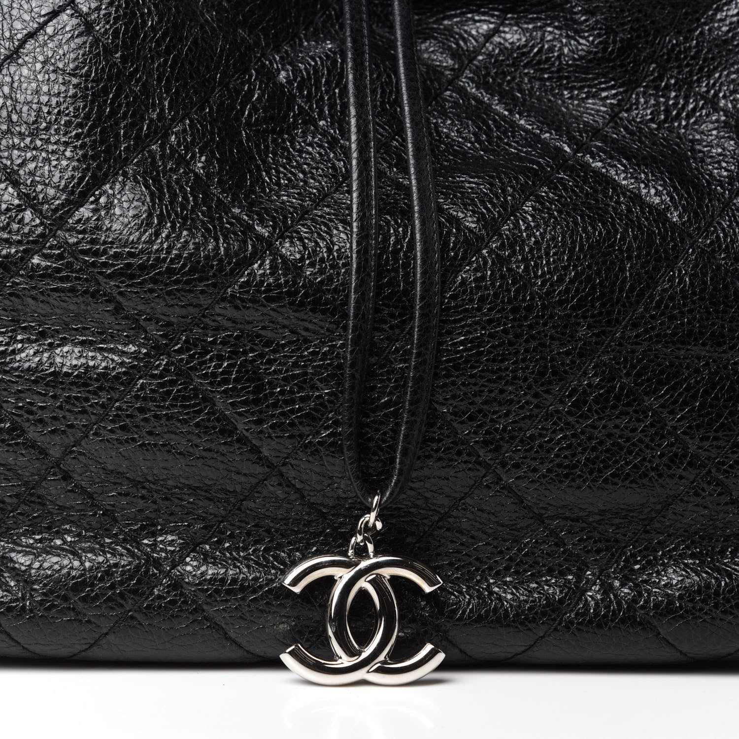 Chanel Glazed Calfskin On The Road Drawstring Tote Black 12 of 12