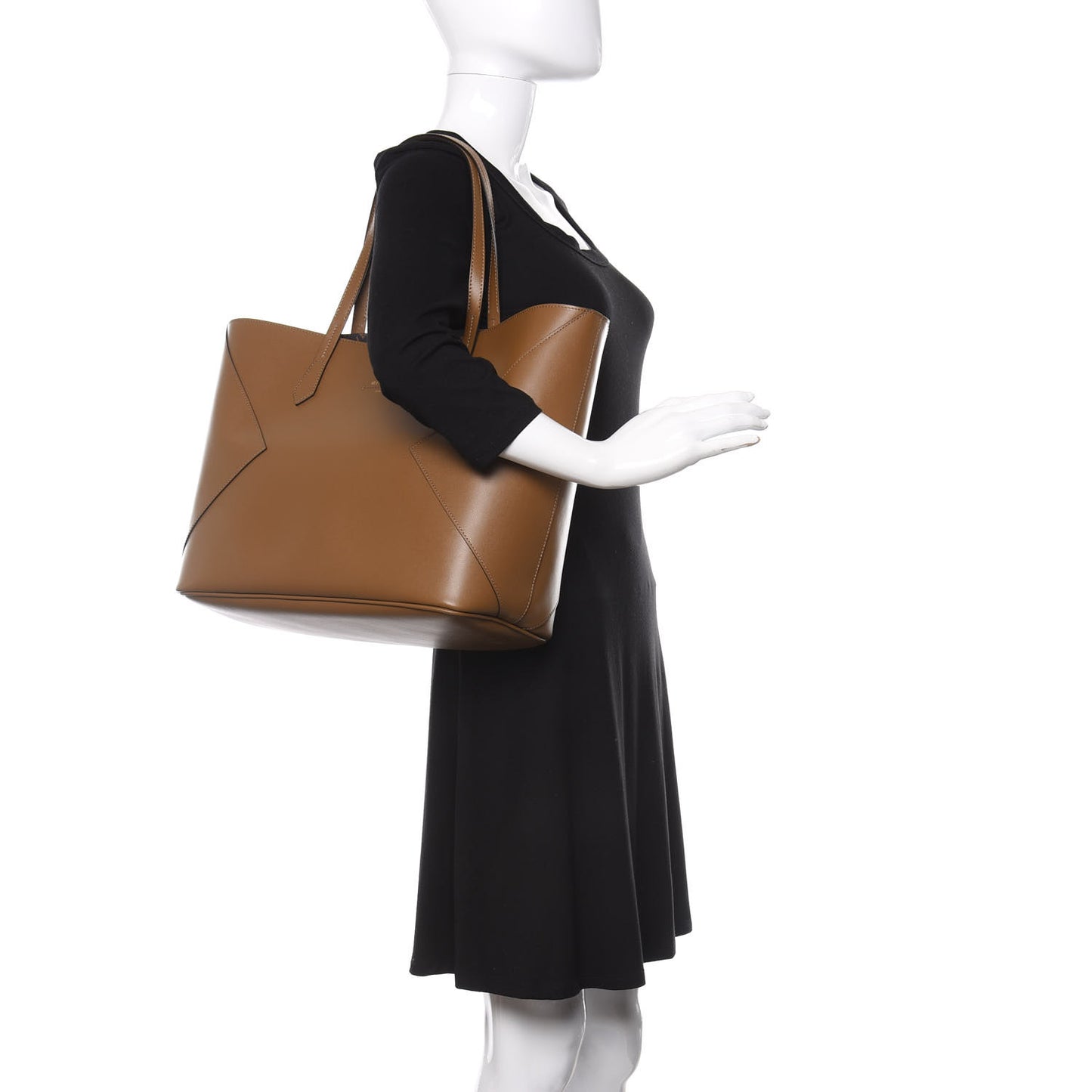 Smooth Calfskin Wing Shopper Tote Military Green