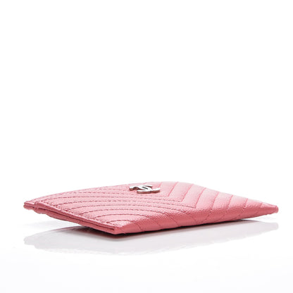 Chanel Caviar Chevron Quilted Card Holder Pink 4 of 7