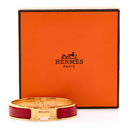Hermes Enamel Narrow Clic Clac H Bracelet PM Rouge 5 of 5
