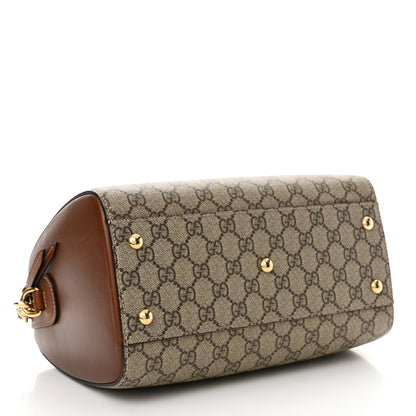 Gucci GG Supreme Monogram Cuoio Toscano Small Boston Beige Ebony Cuir 4 of 15