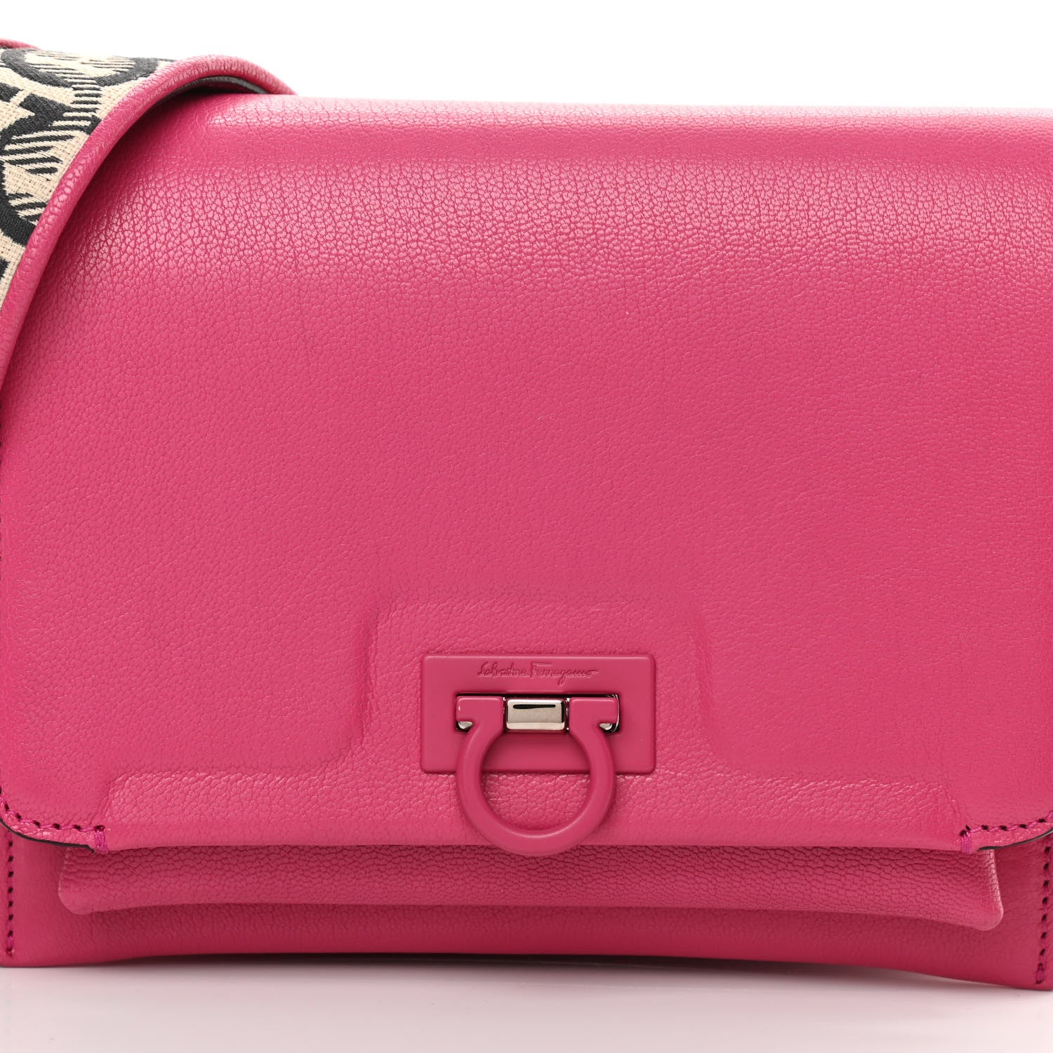 Salvatore Ferragamo Goatskin Gancini Crossbody Bag Fuxia 8 of 14