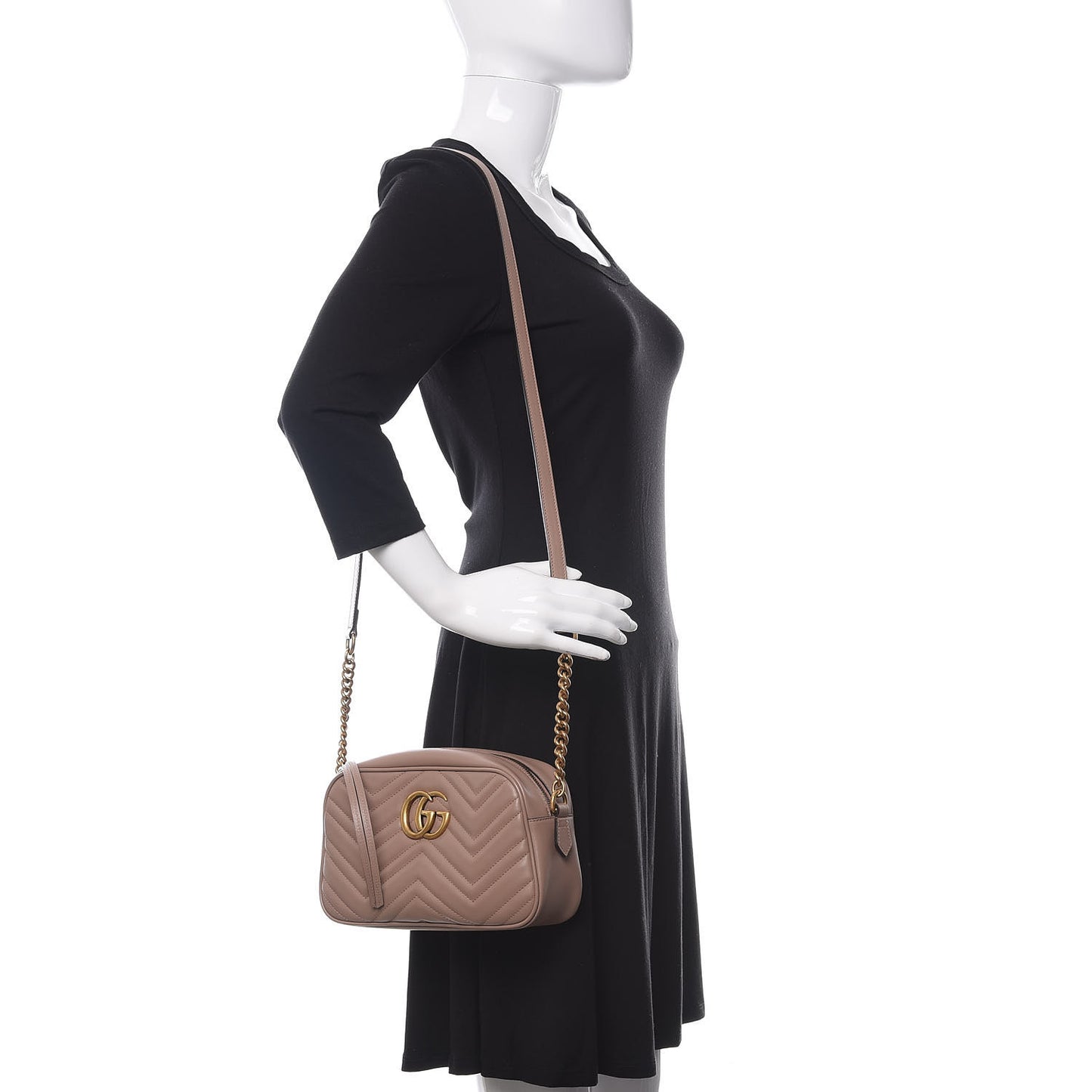 Calfskin Matelasse Small GG Marmont Chain Shoulder Bag Porcelain Rose