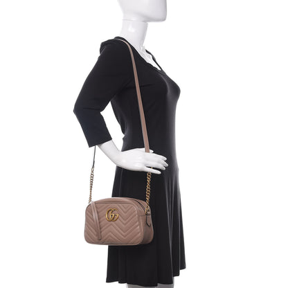 Gucci Calfskin Matelasse Small GG Marmont Chain Shoulder Bag Porcelain Rose 2 of 11