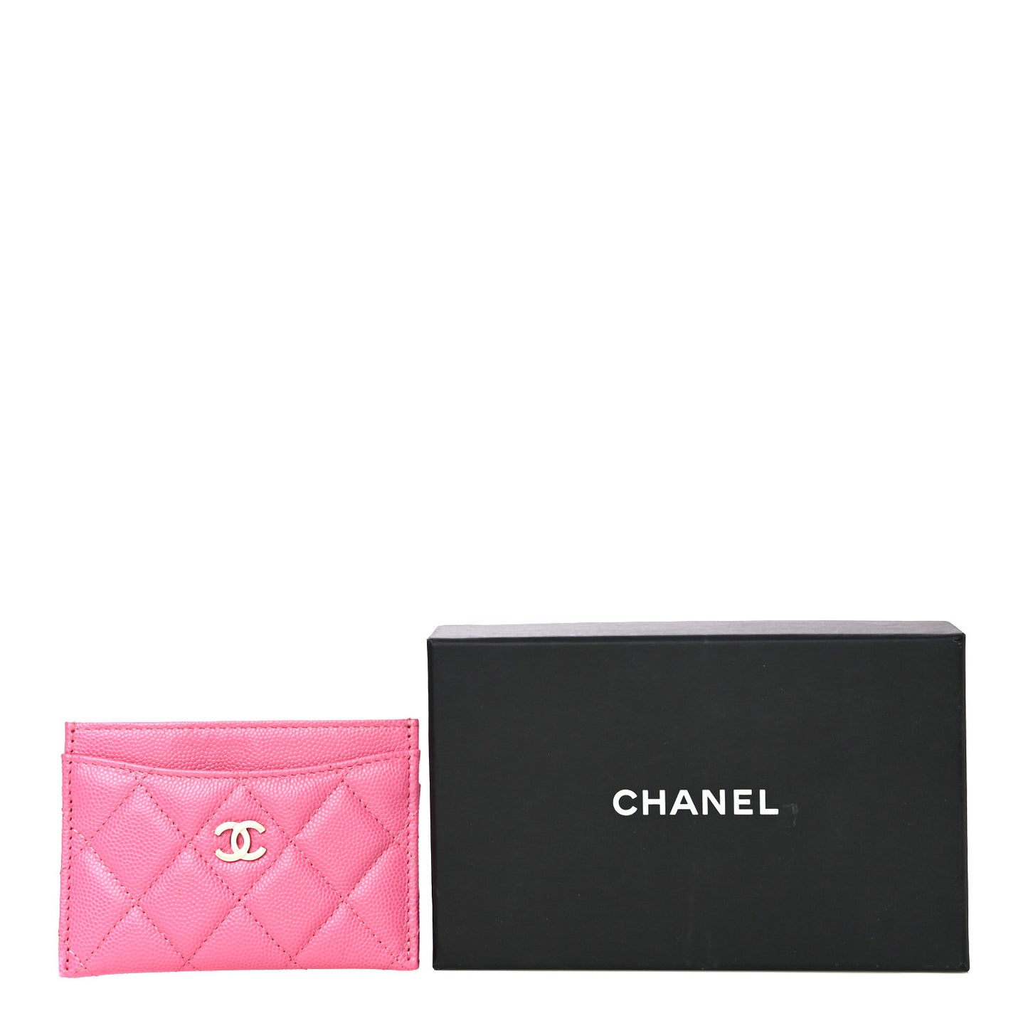 Caviar Quilted Card Holder Pink