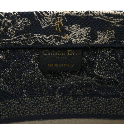 Christian Dior Canvas Embroidered Medium Toile De Jouy Reverse Book Tote Blue 7 of 11