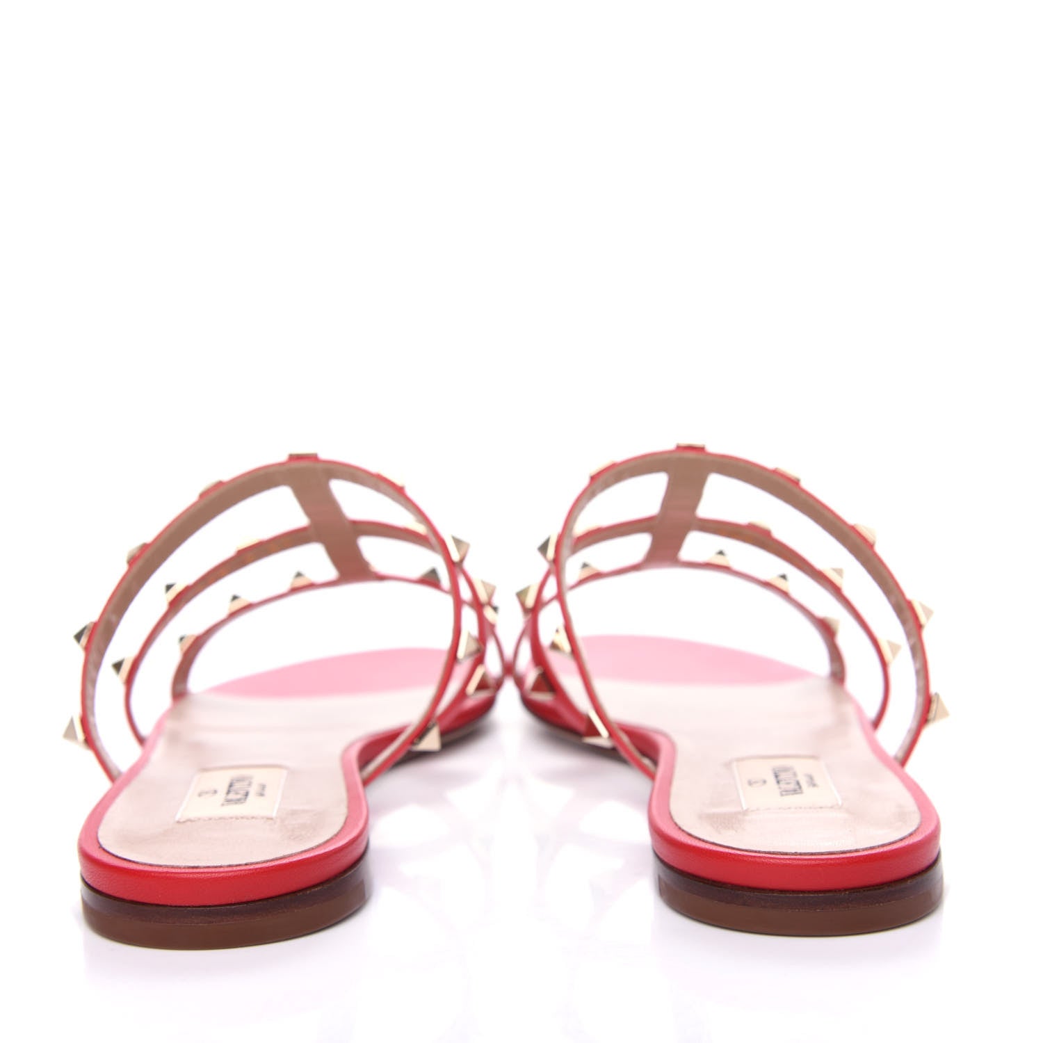 Valentino Garavani Nappa Rockstud Caged Flat Slide Sandals 39 Rouge Pur 7 of 11