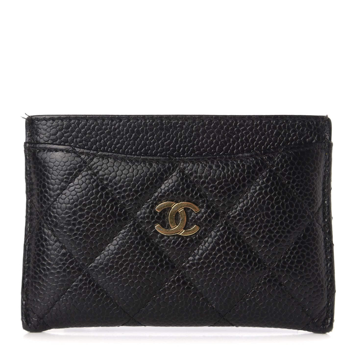 Caviar Quilted Card Holder Black