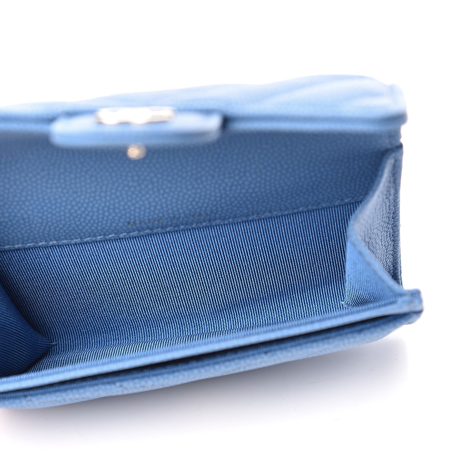 Chanel Caviar Chevron Quilted Flap Card Holder Blue 5 of 9