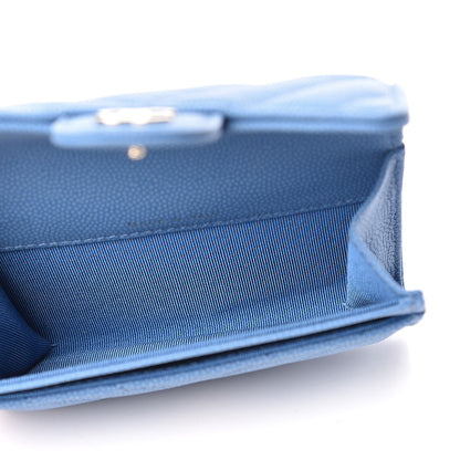Chanel Caviar Chevron Quilted Flap Card Holder Blue 5 of 9