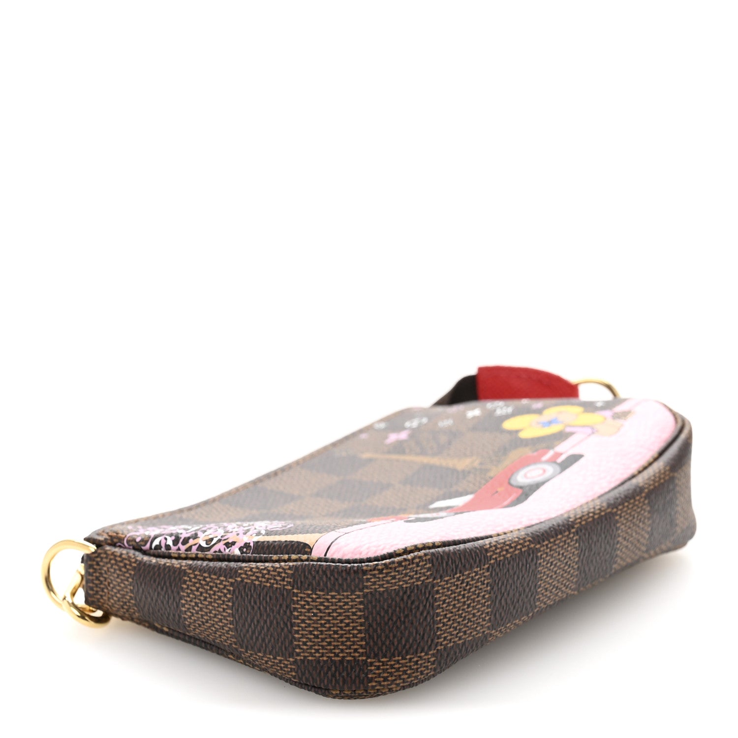 Louis Vuitton Damier Ebene 2019 Christmas Animation Mini Pochette Accessories Red 4 of 9
