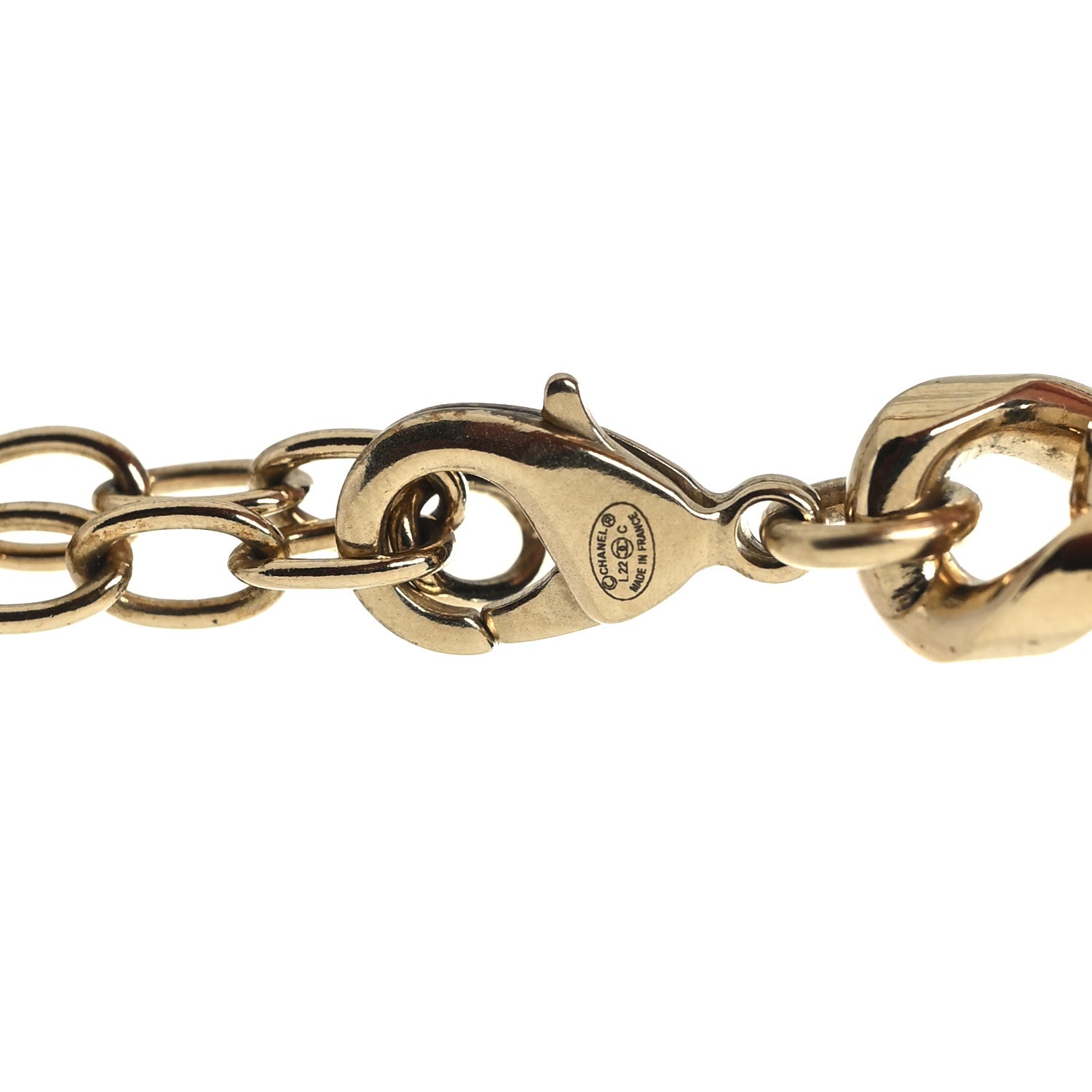 Chanel Metal Crystal Bead Chain Link CC Choker Necklace Gold 8 of 8