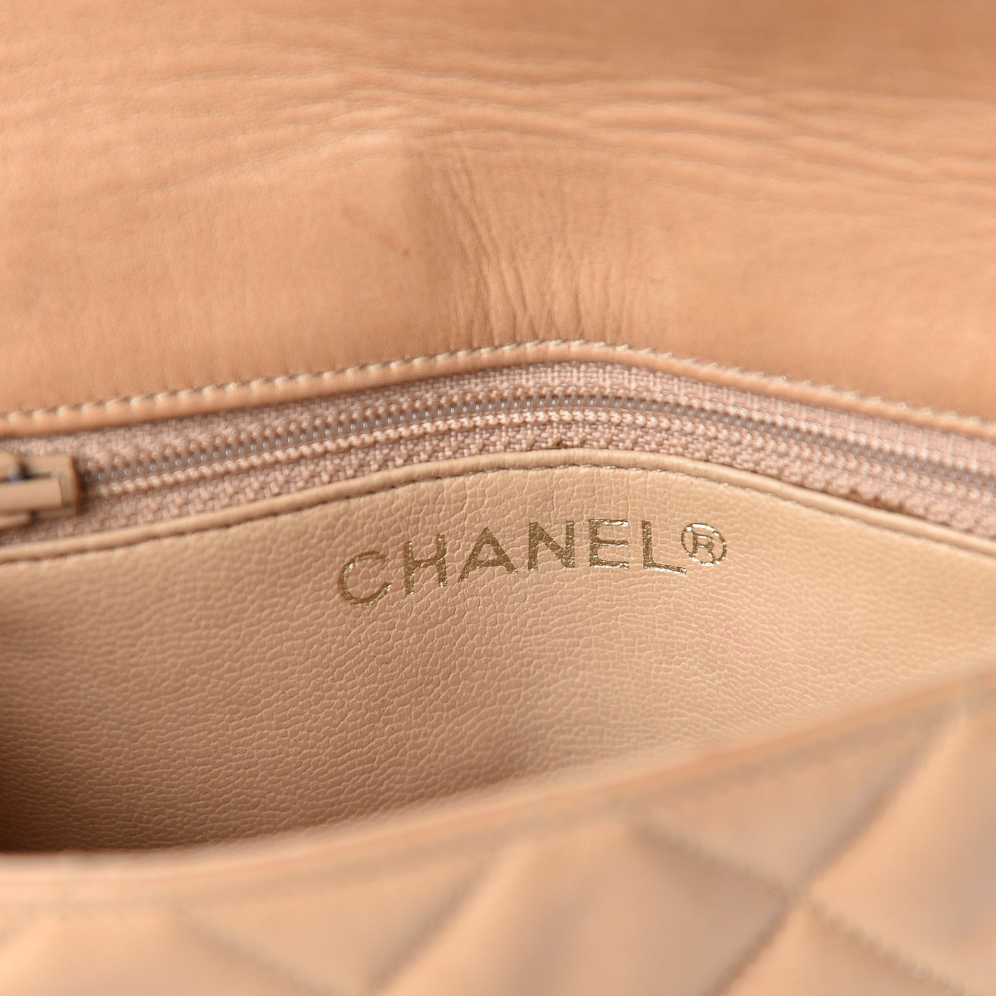 Lambskin Quilted Flap Waist Belt Bag Beige
