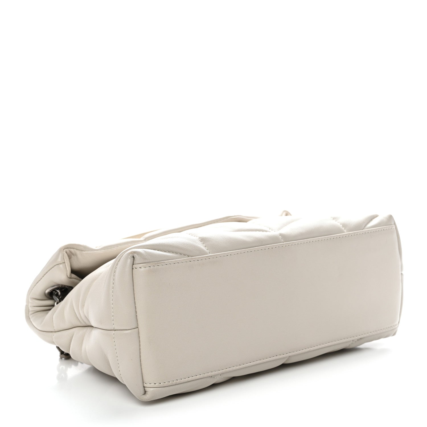 Saint Laurent Lambskin Quilted Small Loulou Puffer Monogram Chain Satchel Blanc Vintage 4 of 11