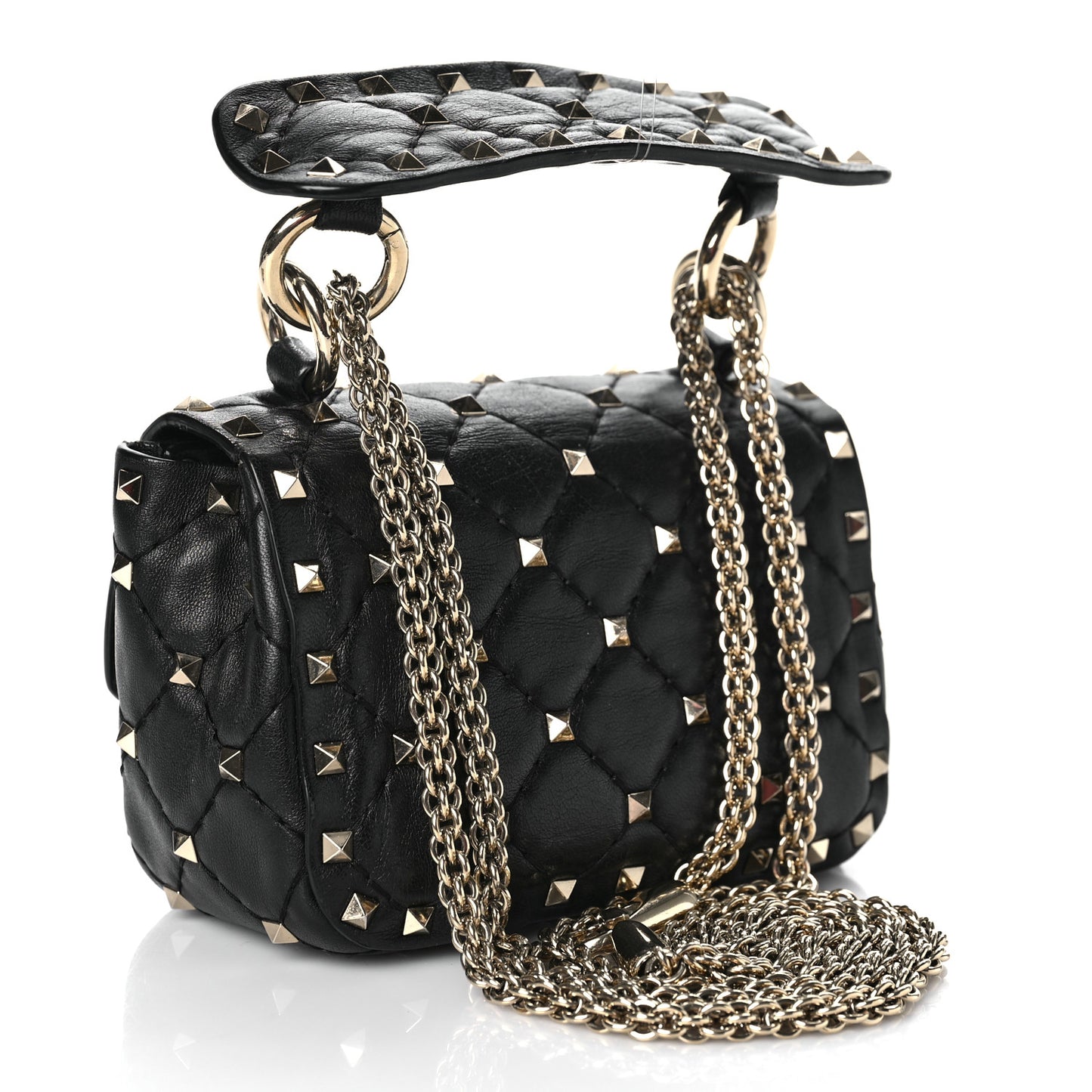 Nappa Micro Rockstud Spike Shoulder Bag Black