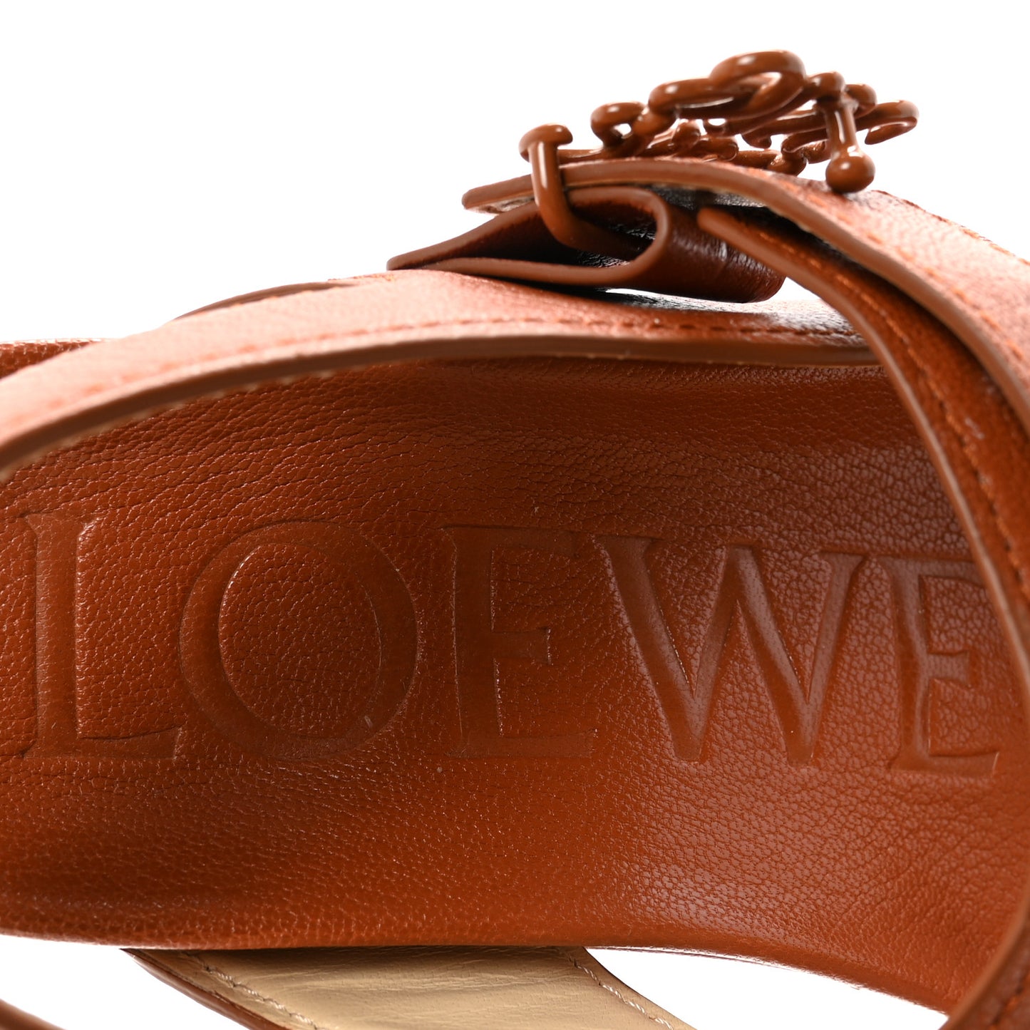 Calfskin Medallion Buckle Ease 90mm Flatform Sandal 36 Tan