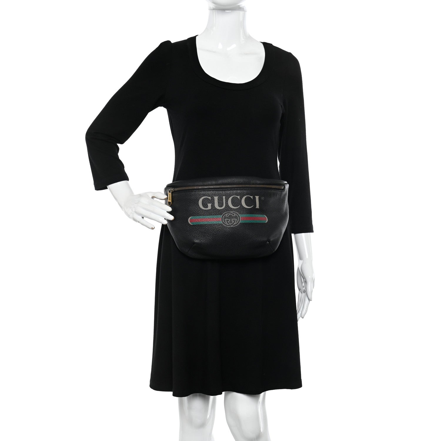 Gucci Grained Calfskin Logo Belt Bag Black 2 of 10