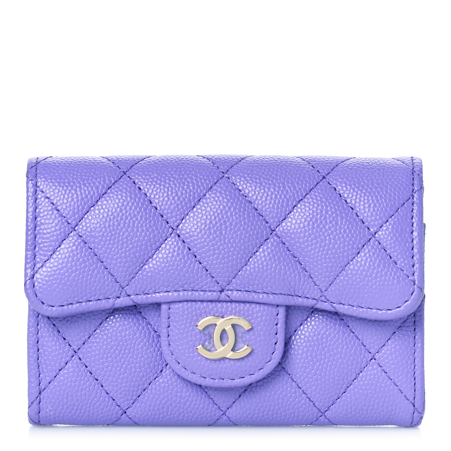 Chanel Caviar Quilted Flap Card Holder Wallet Purple 1 of 11