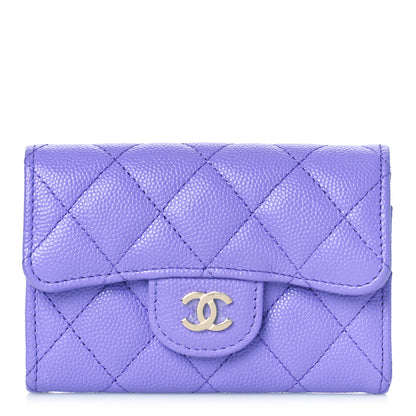 Chanel Caviar Quilted Flap Card Holder Wallet Purple 1 of 11
