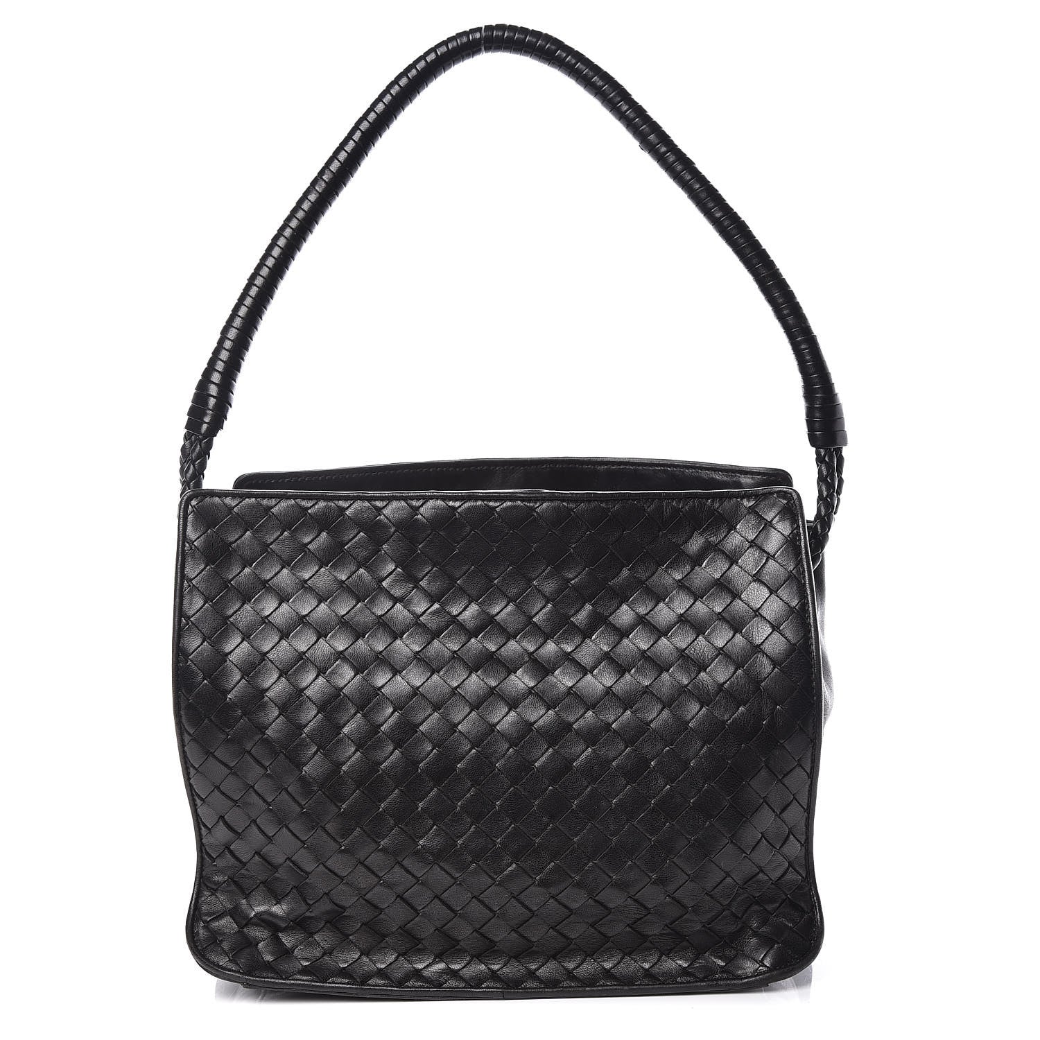 Bottega Veneta Nappa Intrecciato Shoulder Bag Black 1 of 12