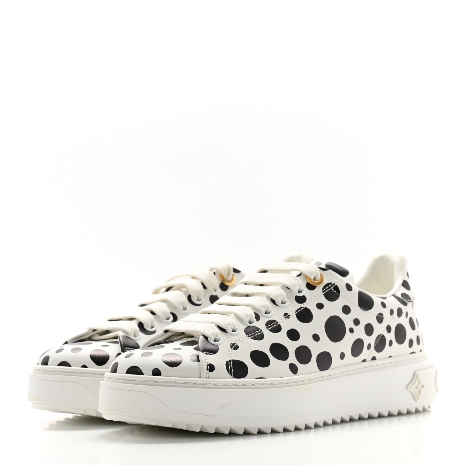 Louis Vuitton LV X YK Calfskin Printed Mens Infinity Dots Time Out Sneakers 38 White 3 of 9