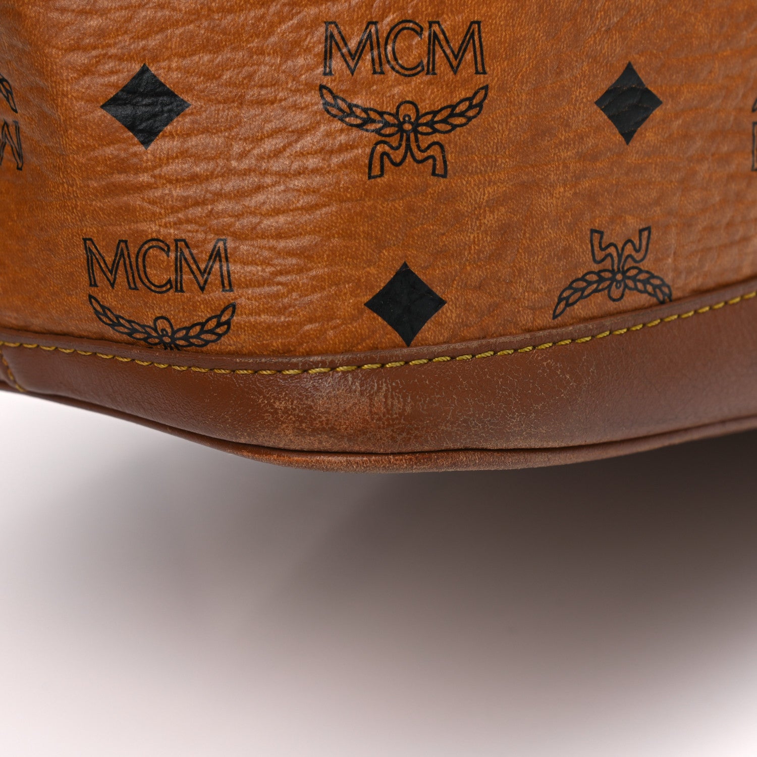 MCM Visetos Drawstring Bucket Bag Cognac 12 of 20