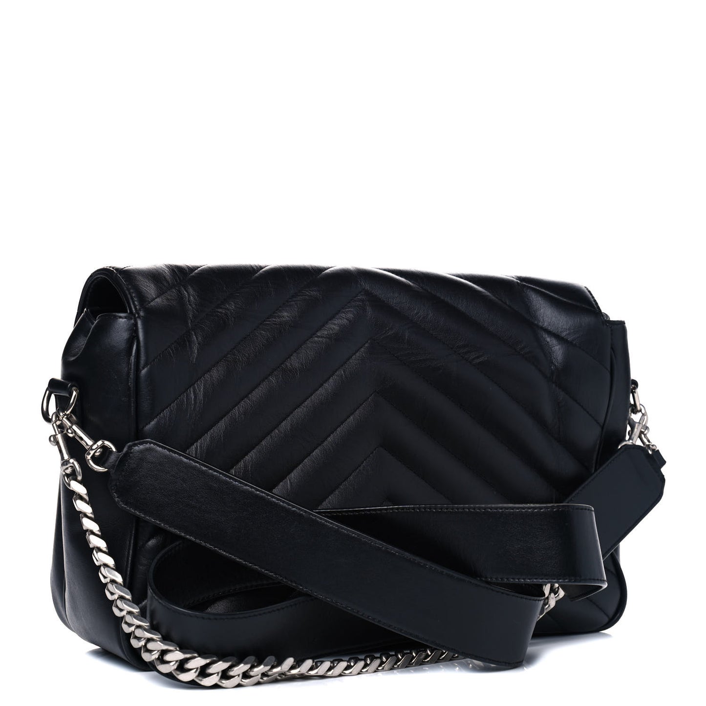 Calfskin Y Quilted Monogram Loulou Shoulder Bag Black