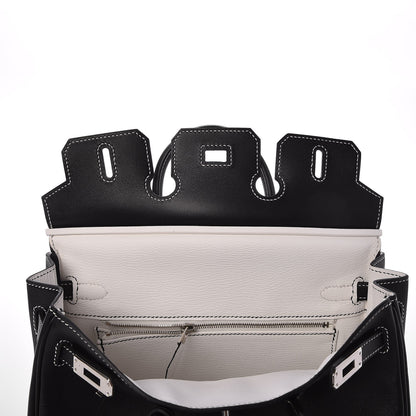 Hermes Swift Horseshoe Birkin 25 Black White 9 of 35