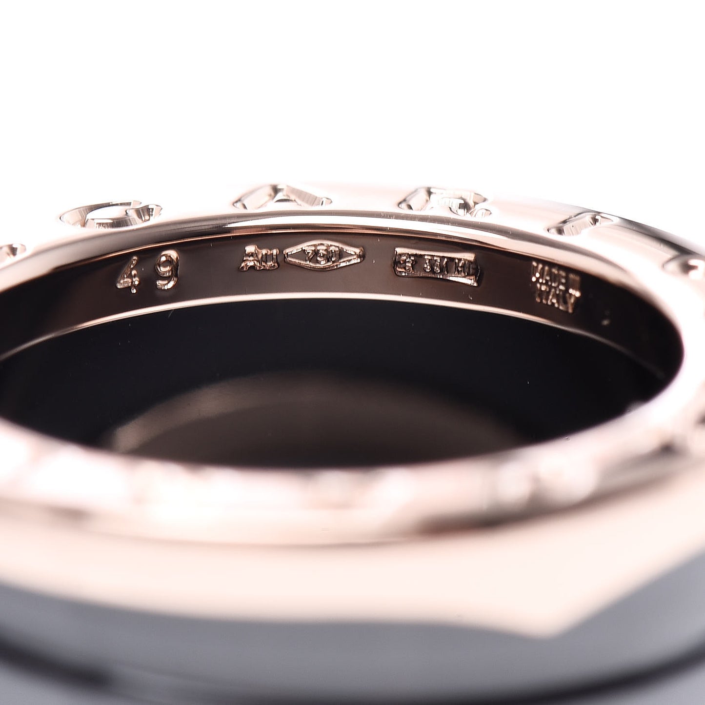 18K Rose Gold Black Ceramic B.Zero1 Four-Band Ring 49 4.75