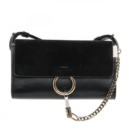 Chloe Suede Calfskin Mini Faye Shoulder Bag Black 1 of 7