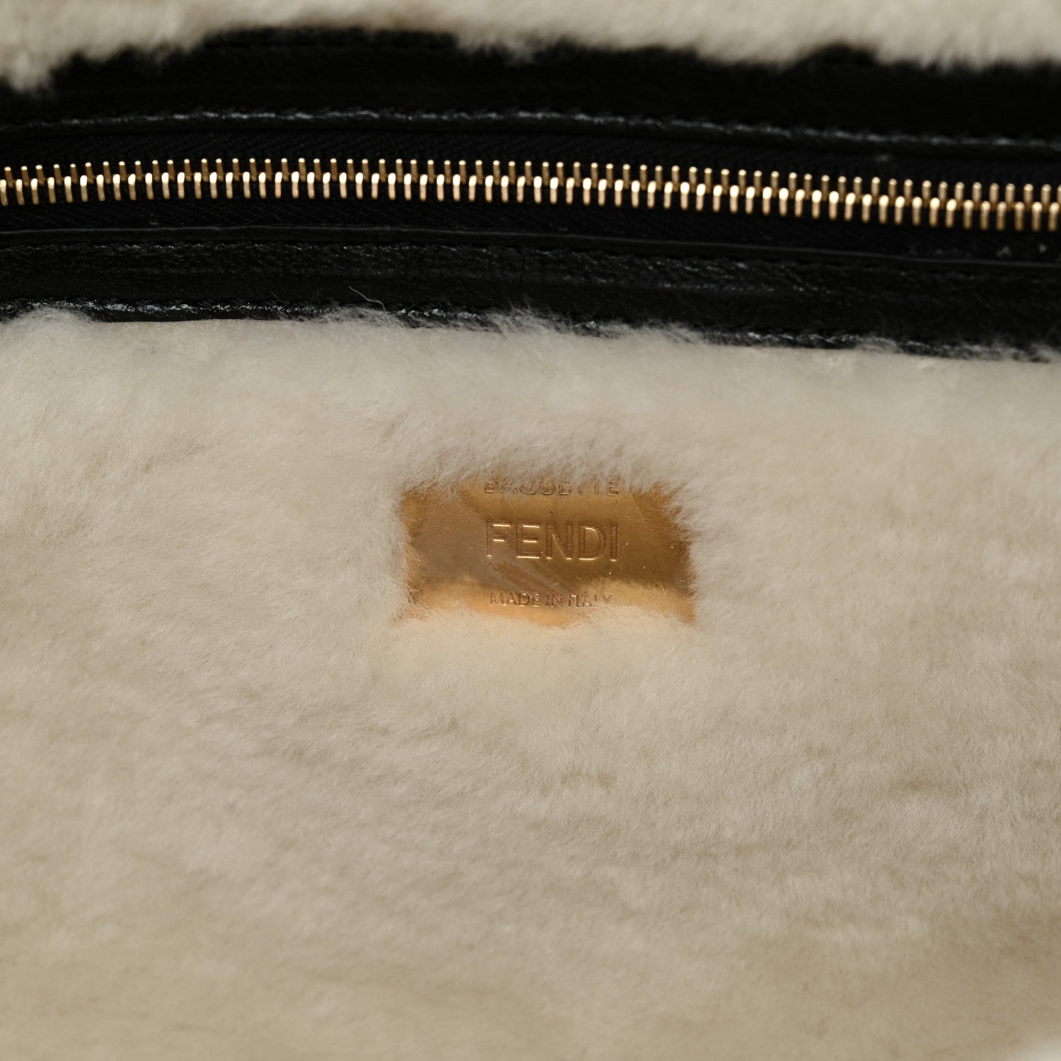 Fendi Lambskin Sheepskin Fur Large Baguette Black 1848841