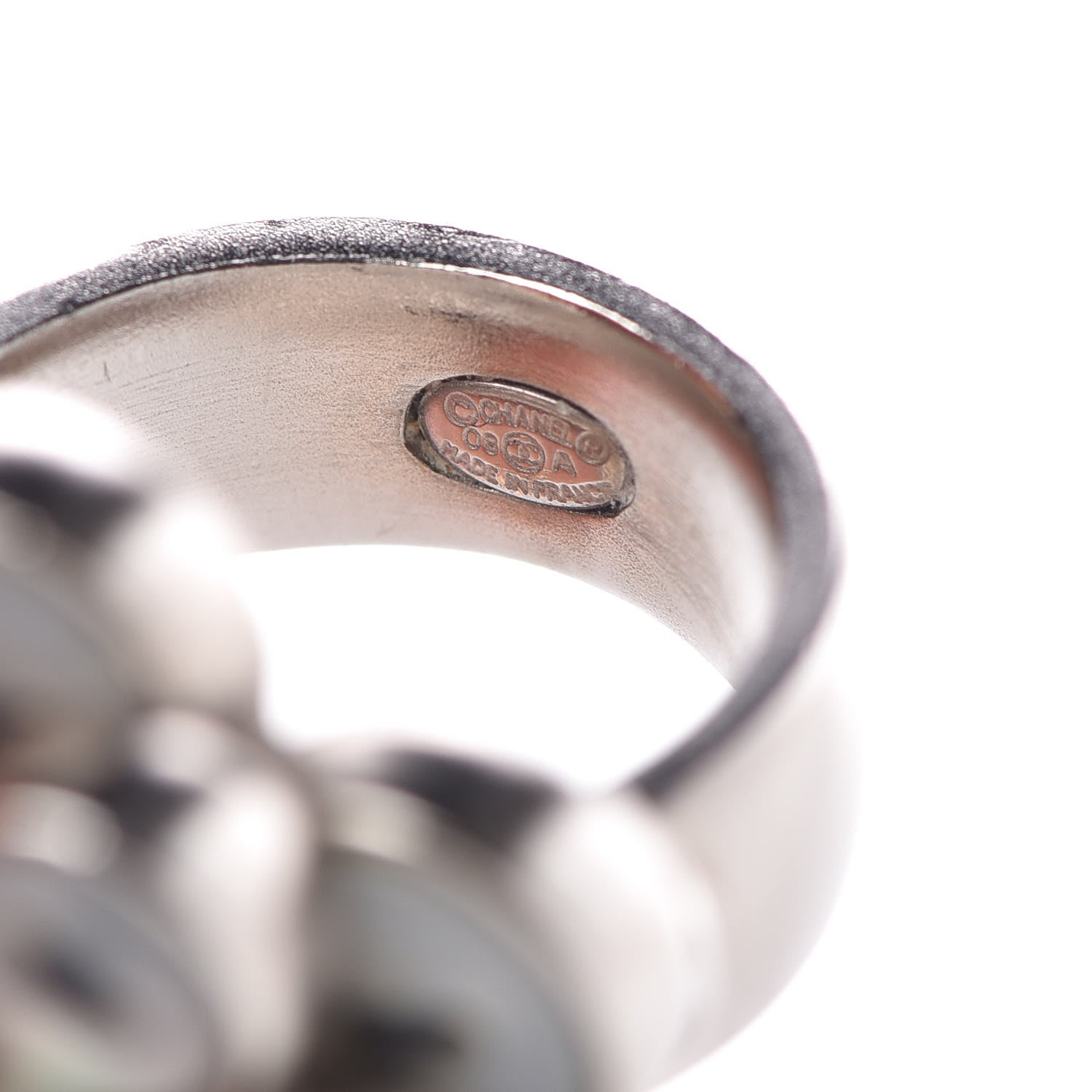 Chanel Crystal CC Button Ring 6 White 5 of 7