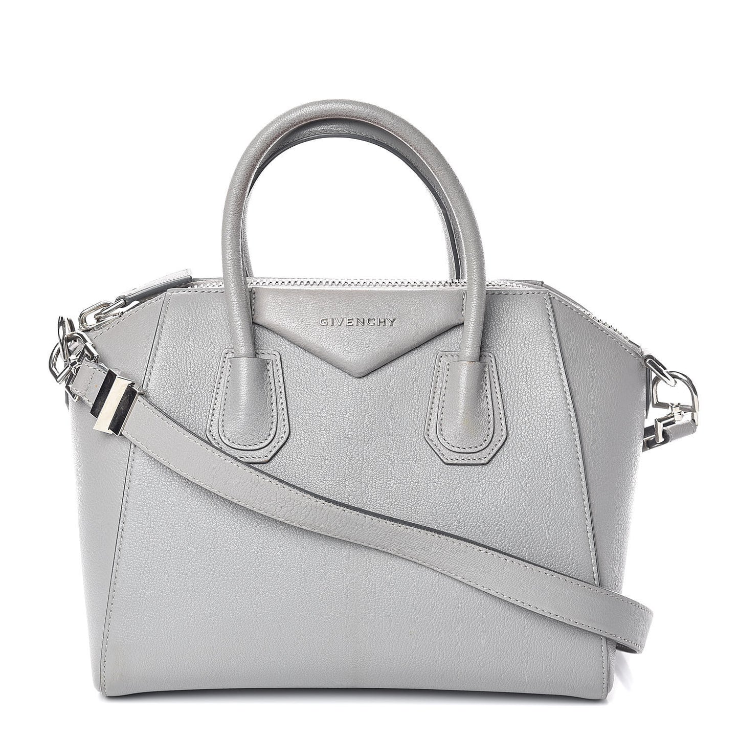 Sugar Goatskin Small Antigona Pearl Grey