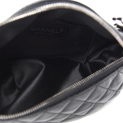 Chanel Lambskin Quilted Banane Waist Bag Fanny Pack Black 5 of 9