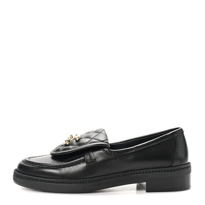 Chanel Lambskin Quilted CC Turnlock Loafers 35.5 Black 1 of 10