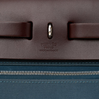 Hermes Toile Officier Vache Hunter Verso Herbag Zip PM 31 Rouge Sellier Trench Bleu Tempete 8 of 12